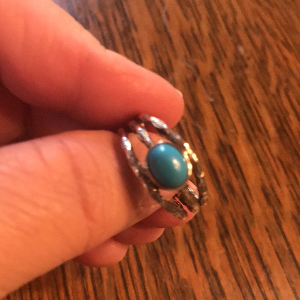 Sundance Catalog Turquoise and Silver Three Part Ring. Size 9.